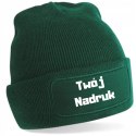 CZAPKA ZIMOWA BEECHFIELD BEANIE ZIELONA Z NADRUKIEM ONE SIZE UNISEKS