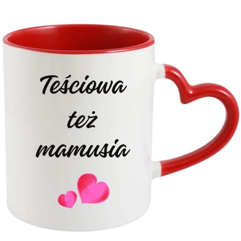 KUBEK Z UCHEM SERCE CZERWONY Z WŁASNYM NADRUKIEM I ZDJĘCIEM KUBEK Z UCHEM SERCE CZERWONY Z WŁASNYM NADRUKIEM I ZDJĘCIEM