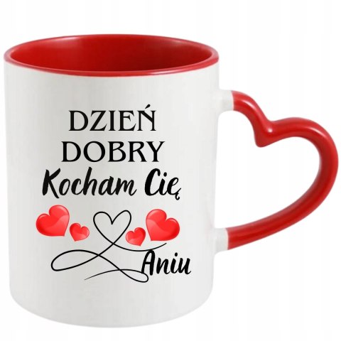 KUBEK Z UCHEM SERCE CZERWONY Z WŁASNYM NADRUKIEM I ZDJĘCIEM KUBEK Z UCHEM SERCE CZERWONY Z WŁASNYM NADRUKIEM I ZDJĘCIEM