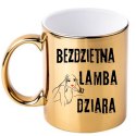 KUBEK ZŁOTY Z ZABAWNYM NADRUKIEM DLA KOLEŻANKI KOLEGI 330 ml