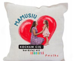 PODUSZKA LINEN Z WŁASNYM NADRUKIEM DLA MAMY 40x40