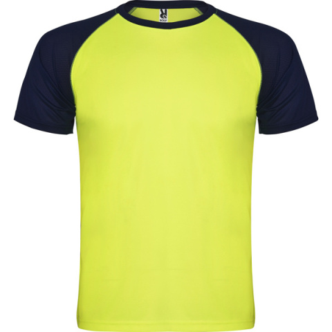 KOSZULKA SPORTOWA KONTRASTOWA ŻÓŁTO-GRANATOWA FLUO KOSZULKA SPORTOWA KONTRASTOWA ŻÓŁTO-GRANATOWA FLUO