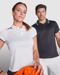 KOSZULKA SPORTOWA POLO CZARNA Z BIAŁYMI WSTAWKAMI