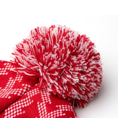 CZAPKA ŚWIĄTECZNA ZIMOWA Z POMPONEM CZERWONA