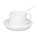 FILIŻANKA CERAMICZNA ZE SPODKIEM I ŁYŻECZKĄ, Z NADRUKIEM 125 ml