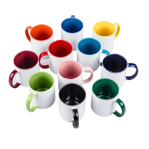 KUBEK KLASYCZNY Z KOLOROWYM WNĘTRZEM Z WŁASNYM NADRUKIEM