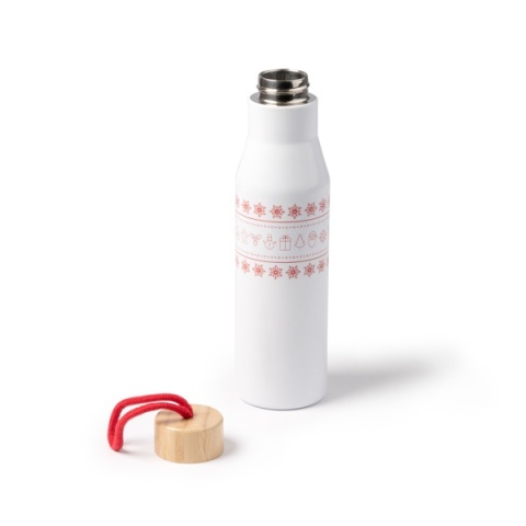 TERMOS ZE ŚWIĄTECZNYM MOTYWEM, BAMBUSOWĄ POKRYWKĄ 500 ml