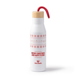 TERMOS ZE ŚWIĄTECZNYM MOTYWEM, BAMBUSOWĄ POKRYWKĄ 500 ml