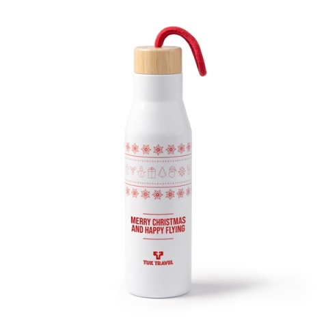 TERMOS ZE ŚWIĄTECZNYM MOTYWEM, BAMBUSOWĄ POKRYWKĄ 500 ml